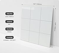 Vista 2 de HOMEART Azulejo cuadrado blanco para salpicaduras, 6 hojas autoadhesivas y brillantes para salpicaduras de pared para cocina, baño
