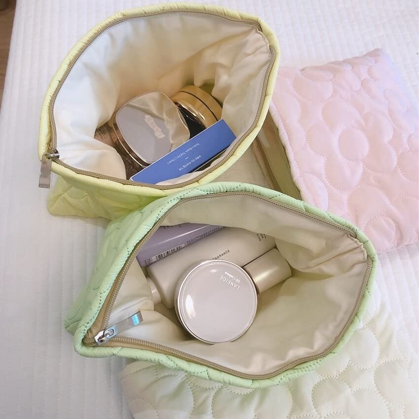 Miniatura 2 de Bolsa de maquillaje estética, bolsa de maquillaje pequeña para bolso, bolsa de pana para cosméticos para mujeres (verde)