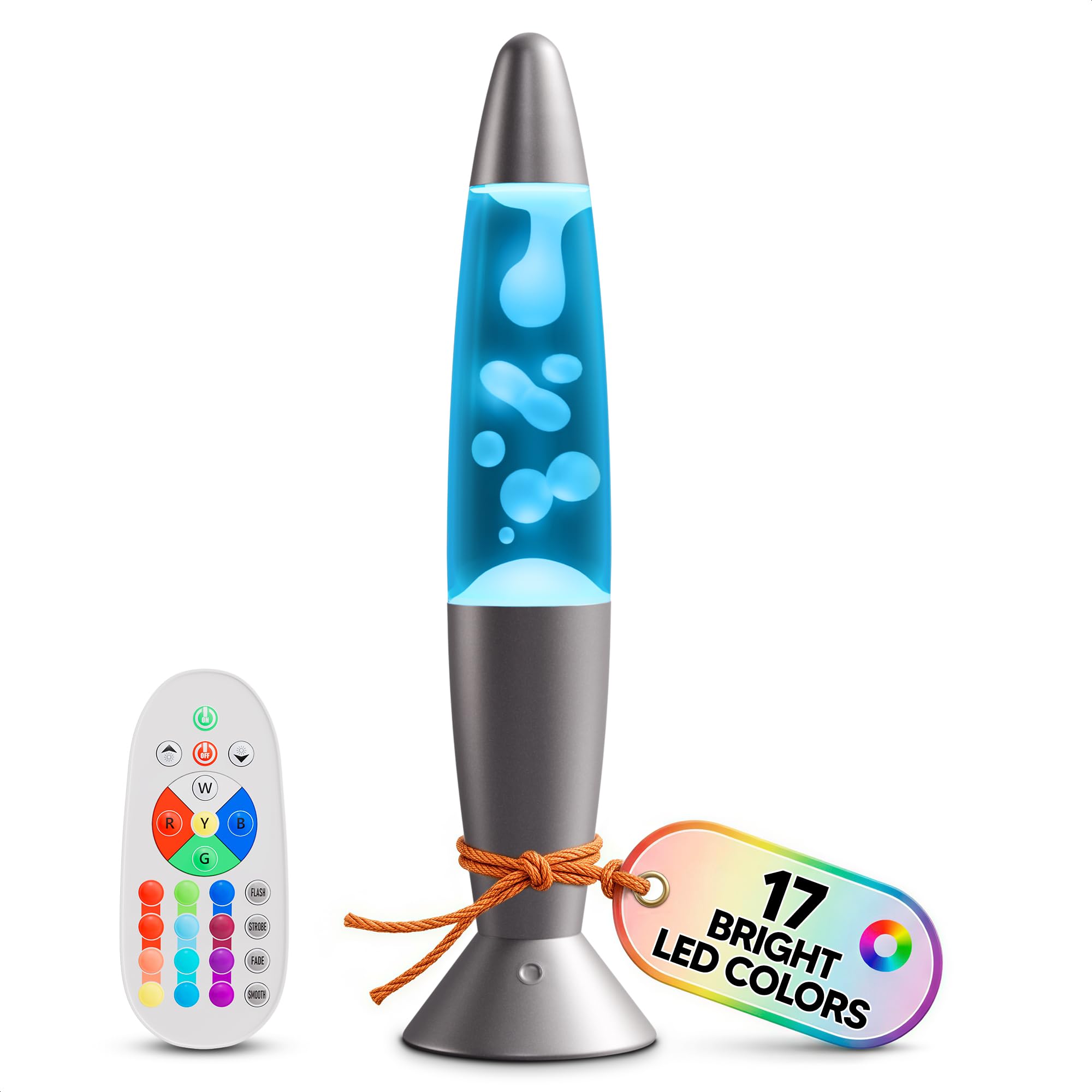 Photo 1 of [BUBBLES DO NOT WORK] 16" LED Liquid Motion Lamp with Remote Control – 17 Color Changing Decorative Mood Light for Bedroom, Living Room or Office – Dynamic Retro Sensory Lamp with 4 Modes for Relaxing Ambient Lighting