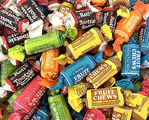LaetaFood Tootsie Roll Chewy Candy, Assorted Taffies Fruit Chocolate Flavors, Bulk (1 Pound Bag)