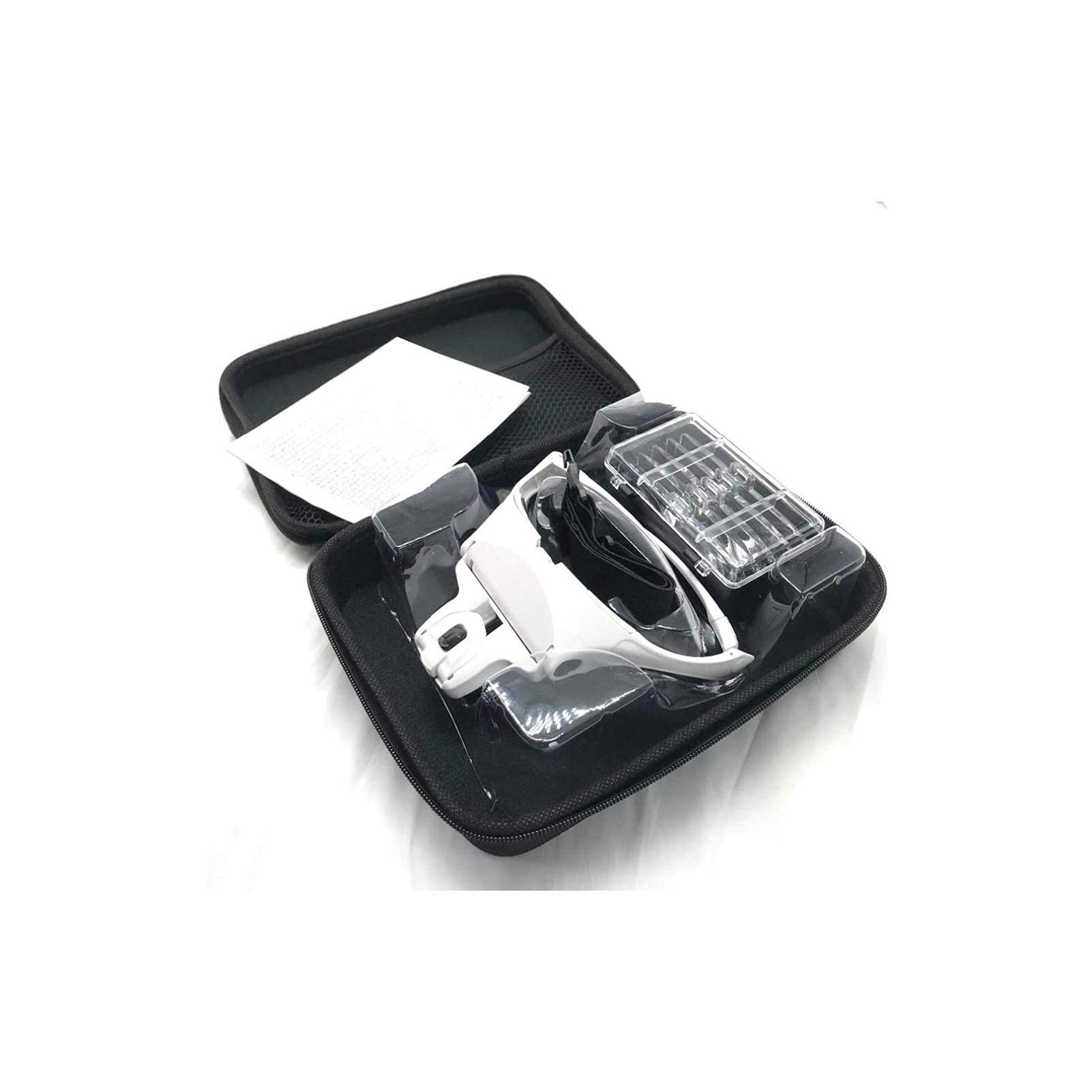 asdchZen Headband Magnifier,Head Mountlighted Magnifying Glasses,1.0X 1.5X 2.0X 2.5X 3.5X Adjustable 5 Lens Loupe Light Headband Magnifier Glass Magnifying Glasses With Storage Case
