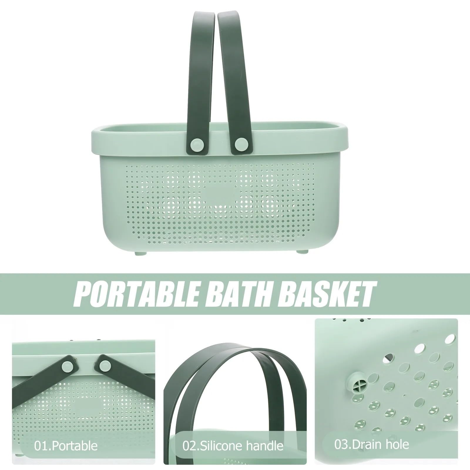 Cesta de ducha portátil gran capacidad, organizador artículos tocador hueco, cesta almacenamiento for baño, 2 uds Para Ducha