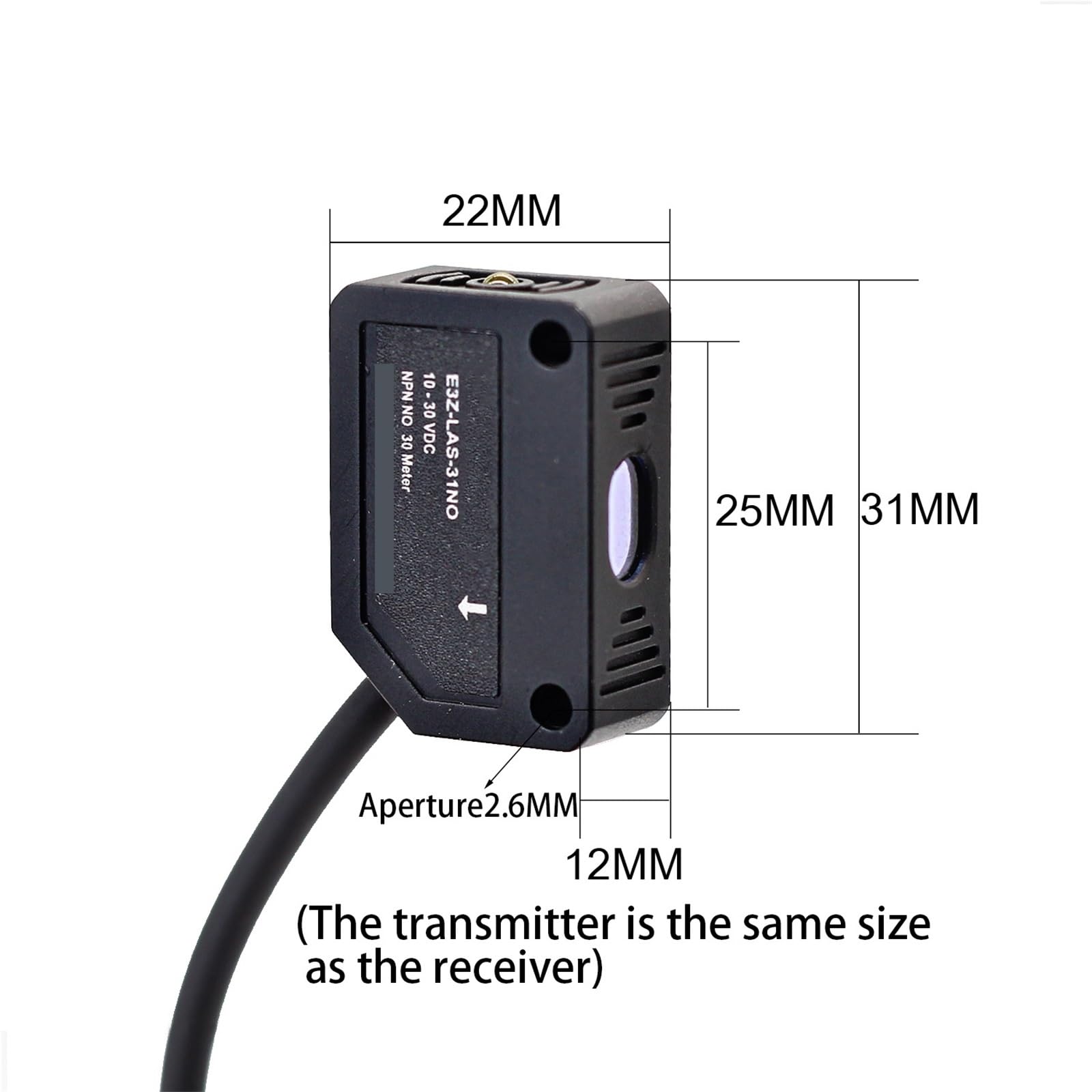 Interruptor fotoeléctrico de haz láser, Sensor infrarrojo NPN PNP, transmisión de larga distancia de 30 metros, interruptores de fotos pequeños, E3Z-LAS