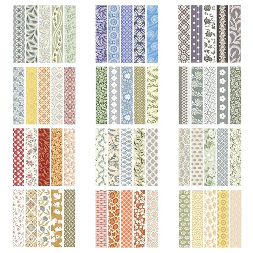 YUBX 60 Rollen Grundmuster Washi Tape Set Kreative Dünn Masking Tape Dekorative Bänder für Kunst, DIY Handwerk, Bullet Journals, Planer, Scrapbooking, Verpackung (Bygone Days)