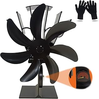 Stove Fan with Thermometer,Small Woodburner Stove Top Fan Log Burner Fan with 7 Blades,Silent Powered Wood Stove Fans Mini Fire Fan Wood Burner for Wood/Log Burners/Fireplaces Stove Heaters