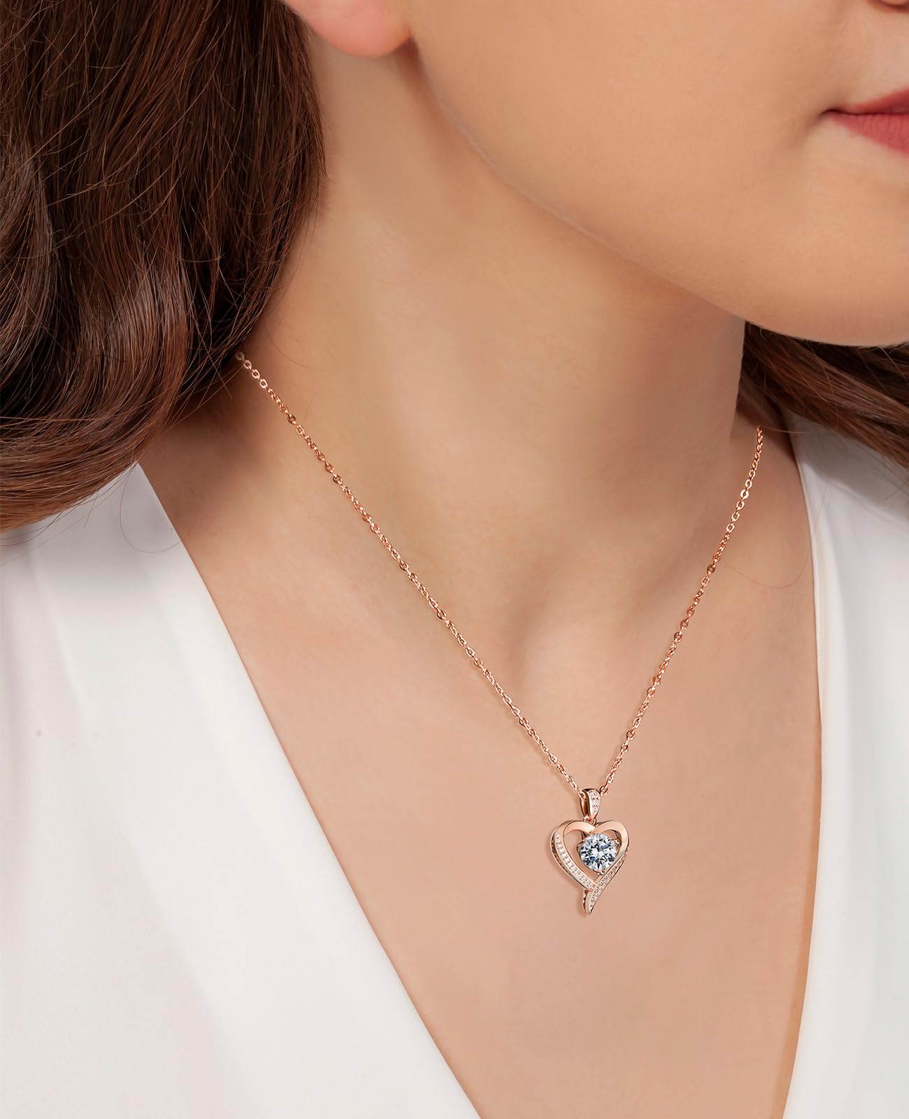 Collar Mujer 925 Plata Corazón con Diamantes de Laboratorio (1-3 qts), Grabado "I Love You" – Joyero Regalo Mujer, Ideal para San Valentín Navidad o Cumpleaños, Regalo para Esposa Novia Madre Hermana