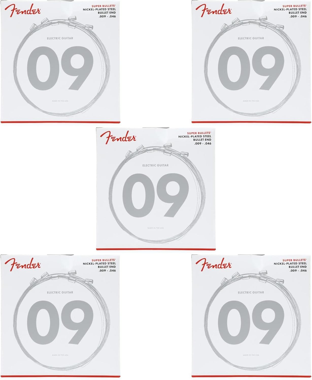 Fender 3250LR Super Bullets Nickel Steel Electric Strings - .009-.046 Light Regular (5-Pack)