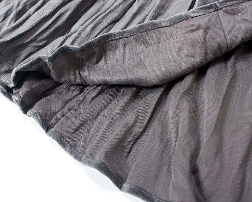 Faldas para Mujer Cintura Elástica, Falda Ruch Elástica De Terciopelo Dorado Faldas Plisadas Acampanadas para Mujer Faldas Midi para Mujer Falda De Talle Alto F(Grey One Size)