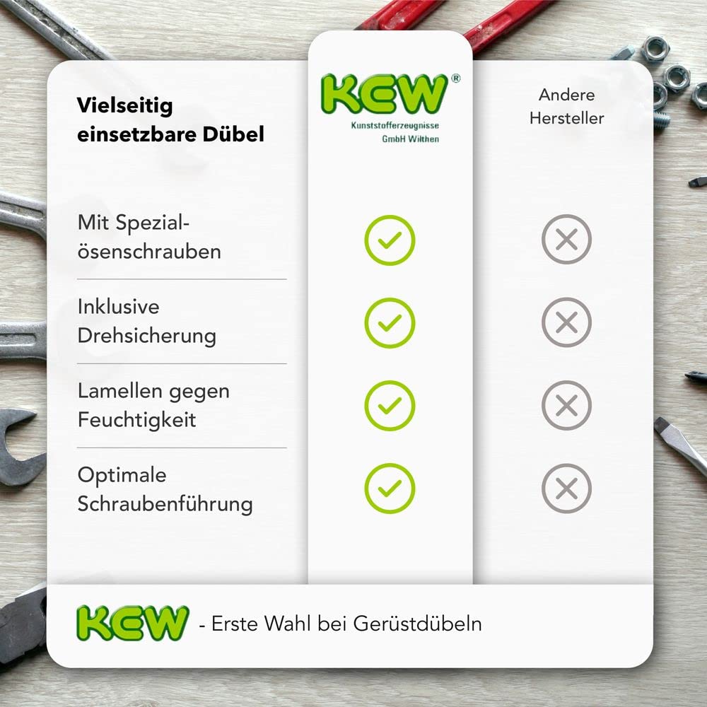 KEW 250x Gerüst-Dübel GD - Langschaftspreizdübel - mit Drehsicherung - für Beton, Stein, etc. - 14x100 mm - 250er-Set