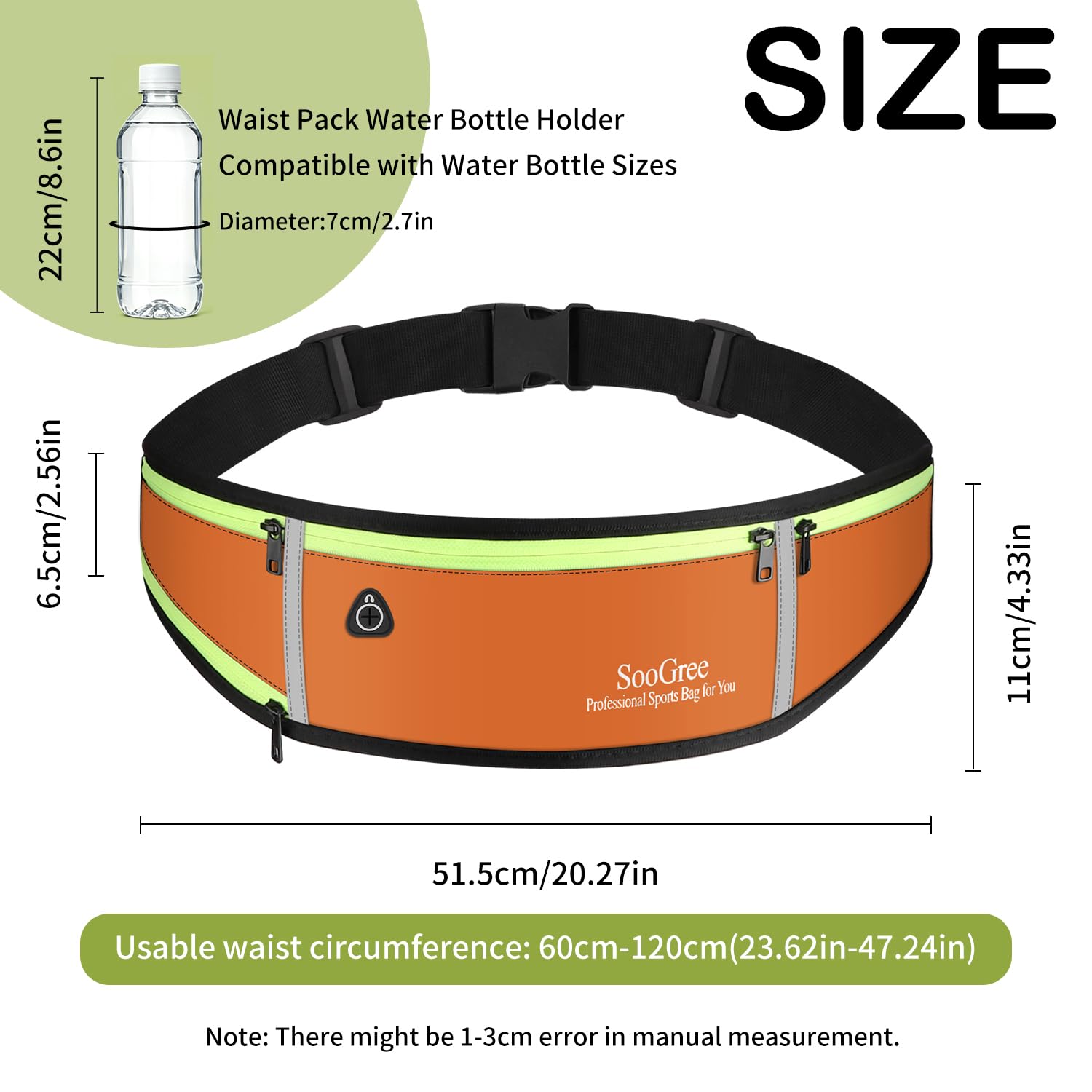 SooGree Cinturones de correr para hombre y mujer, cinturones deportivos delgados, riñonera impermeable para correr, correr, caminar, ciclismo, camping, gimnasio, Naranja, Moderno, clásico