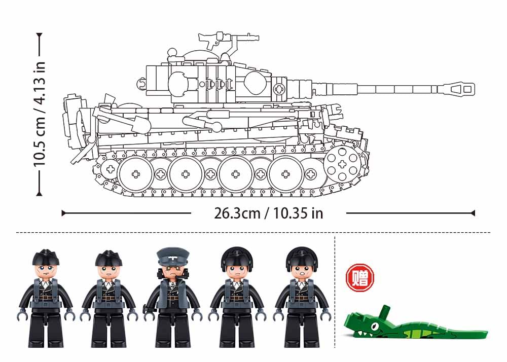 ModelBricks - Carro armato tigre 1/35, 941 pezzi, M38-B1533