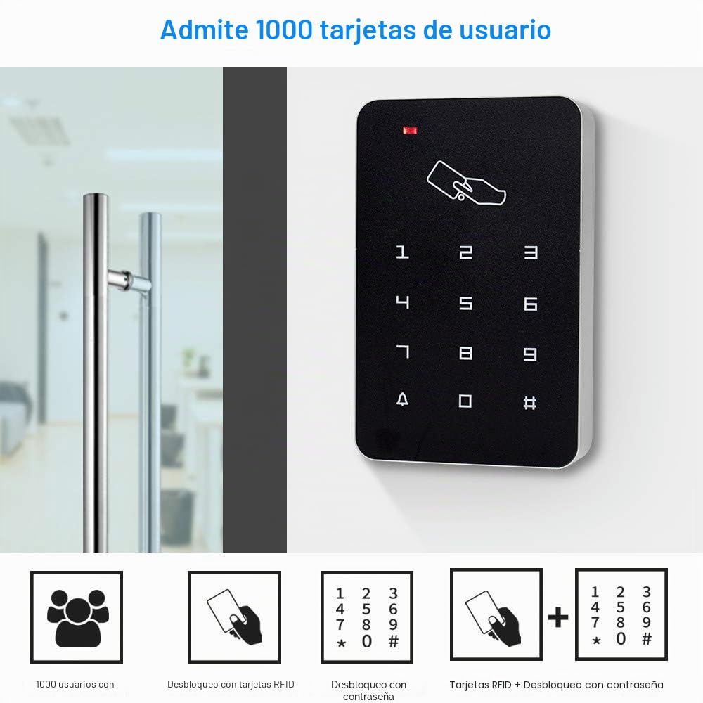 Kit de Seguridad para el Hogar con Control de Acceso de Puerta RFID con Teclado Independiente de 125KHz+Cerradura Eléctrica+Fuente de AlimentaciónKit de Cerradura Eléctrica NC