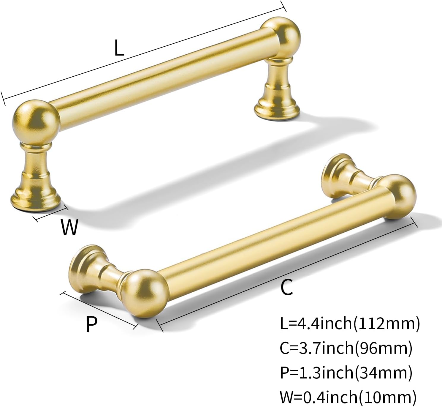 khtumeware 10 Pack 5 Inch Hole Center Champagne Bronze Cabinet Pulls Heavy Duty Solid Satin Brass Cabinet Handles for cabinets Dressers Kitchens Handles Bathroom cabinets