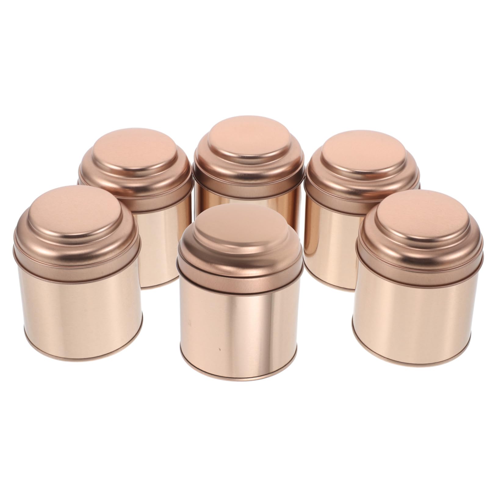 6 Stück Runde Tee-dosen mit Luftdichtem Deckel Kleine Teedose aus Robustem Weißblech Aromadichte Aufbewahrung für Losen Tee Vielseitig für Zuhause und Reisen Rosegoldfarben
