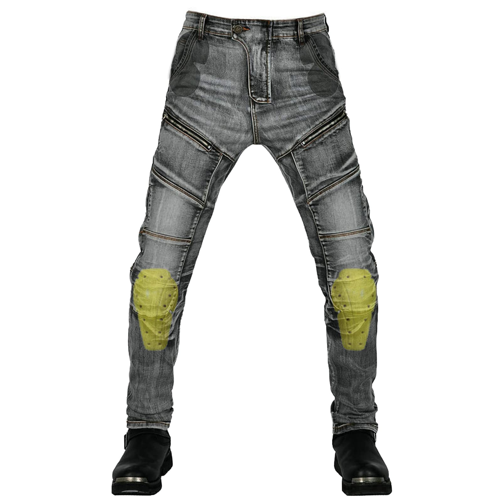 Spodnie motocyklowe, jeansowe, rozciągliwe, vintage, tekstylne, odporne na zużycie, z ochraniaczami, czarny, S