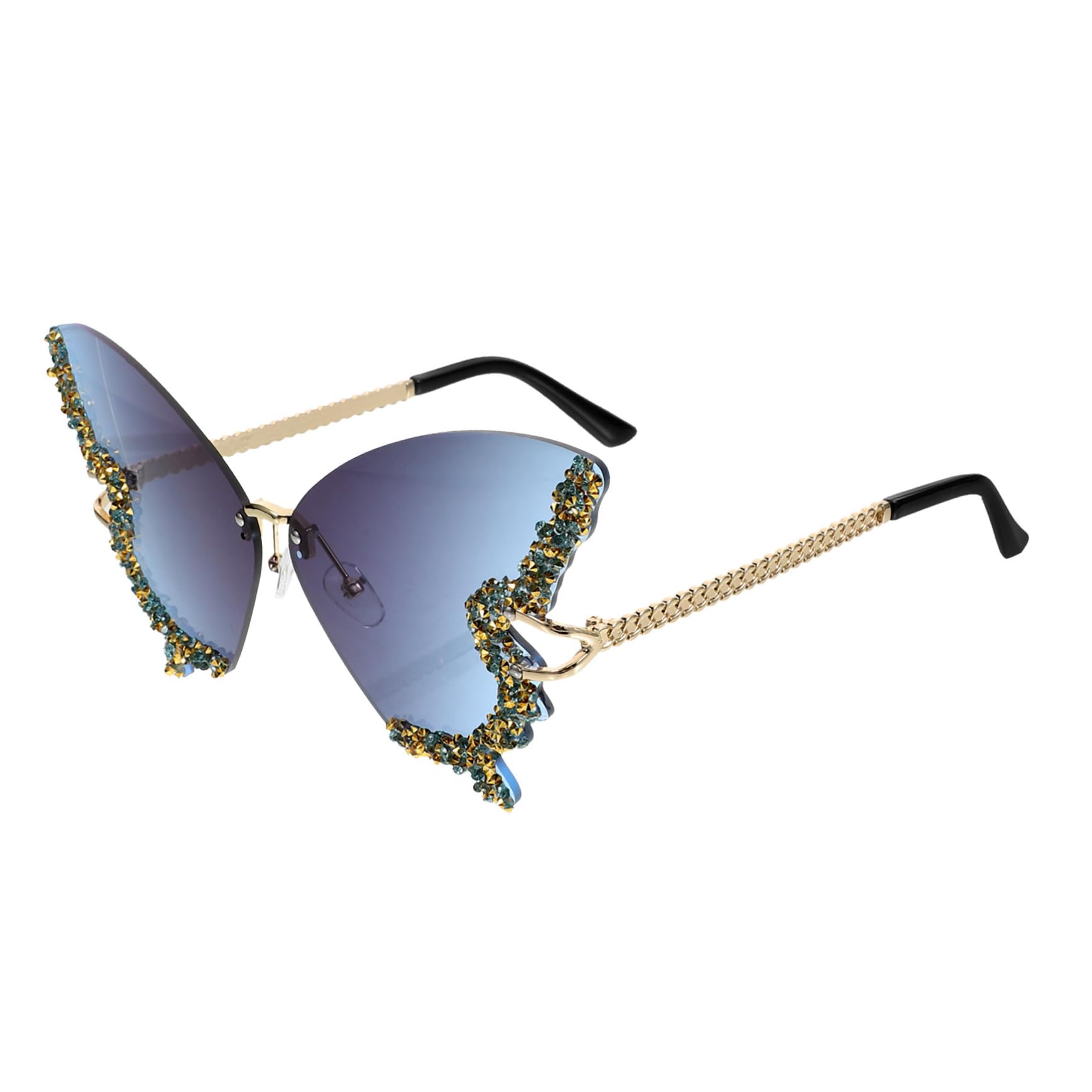 LIFKOME 3 Occhiali Da Sole Leggeri Alla Moda A Farfalla Senza Montatura Con Strass