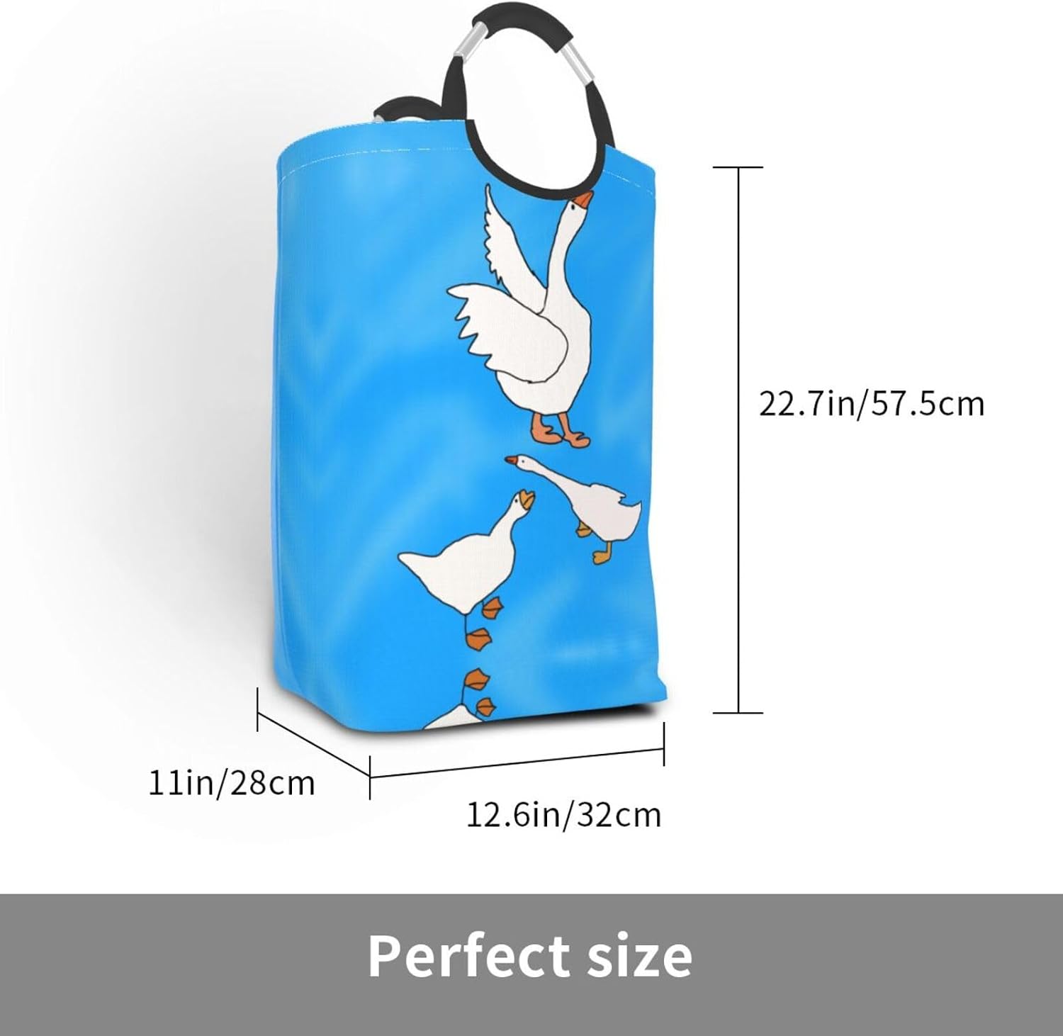 White Goose House Foldable Square Storage Bag, 50L Dirty Clothes Laundry Basket, Suitable for Laundry Room, Dormitory, Bedroom