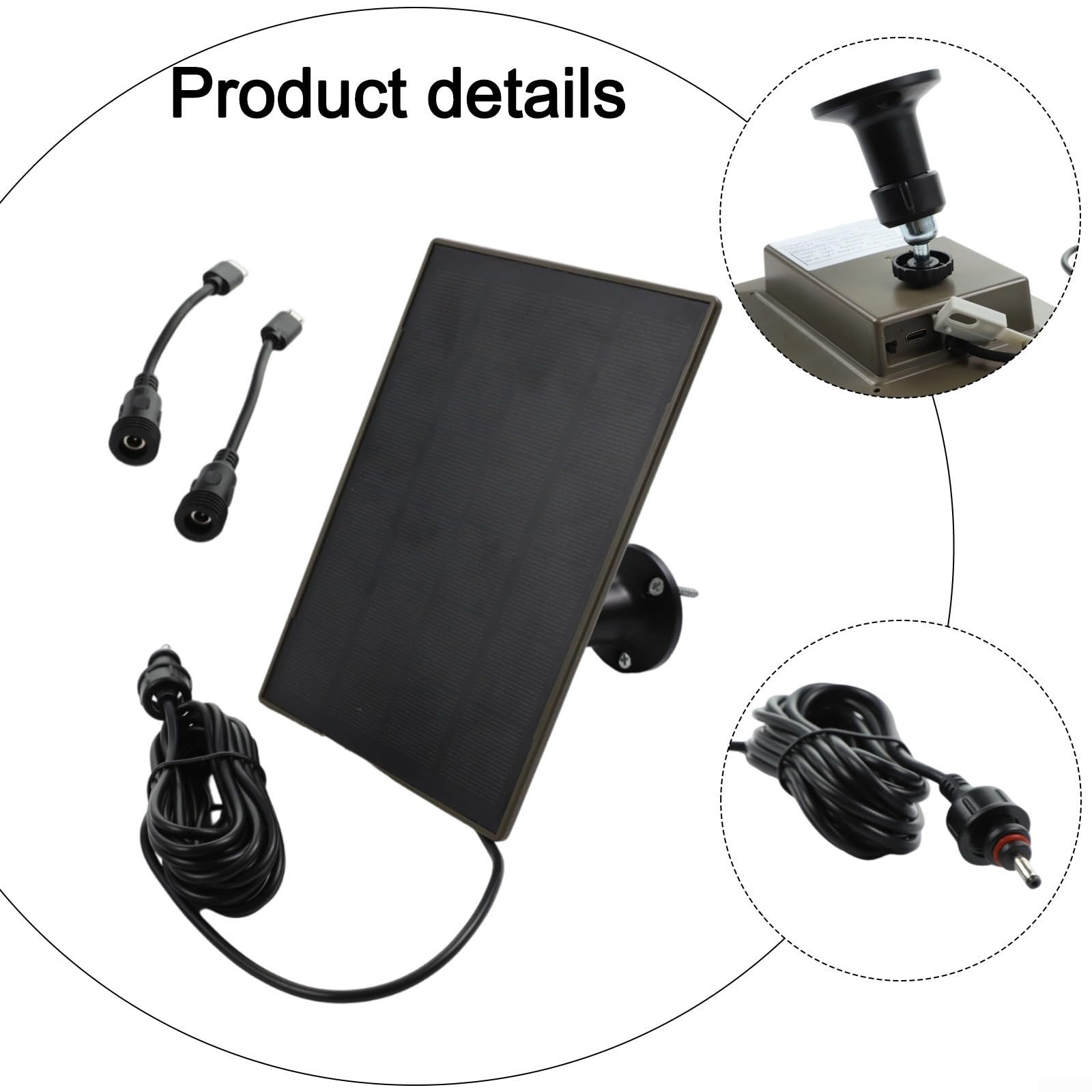 Pannello Solare con Batteria al Litio da 6000 mAh, Modulo Pannello Solare in Polisilicio da 3W 5V, Impermeabile IP66, Pannello Solare per Telecamera di Sicurezza da Caccia per Esterni