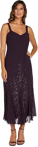 Miniatura 3 de R&M Richards - Vestido de gasa con cuentas para mujer