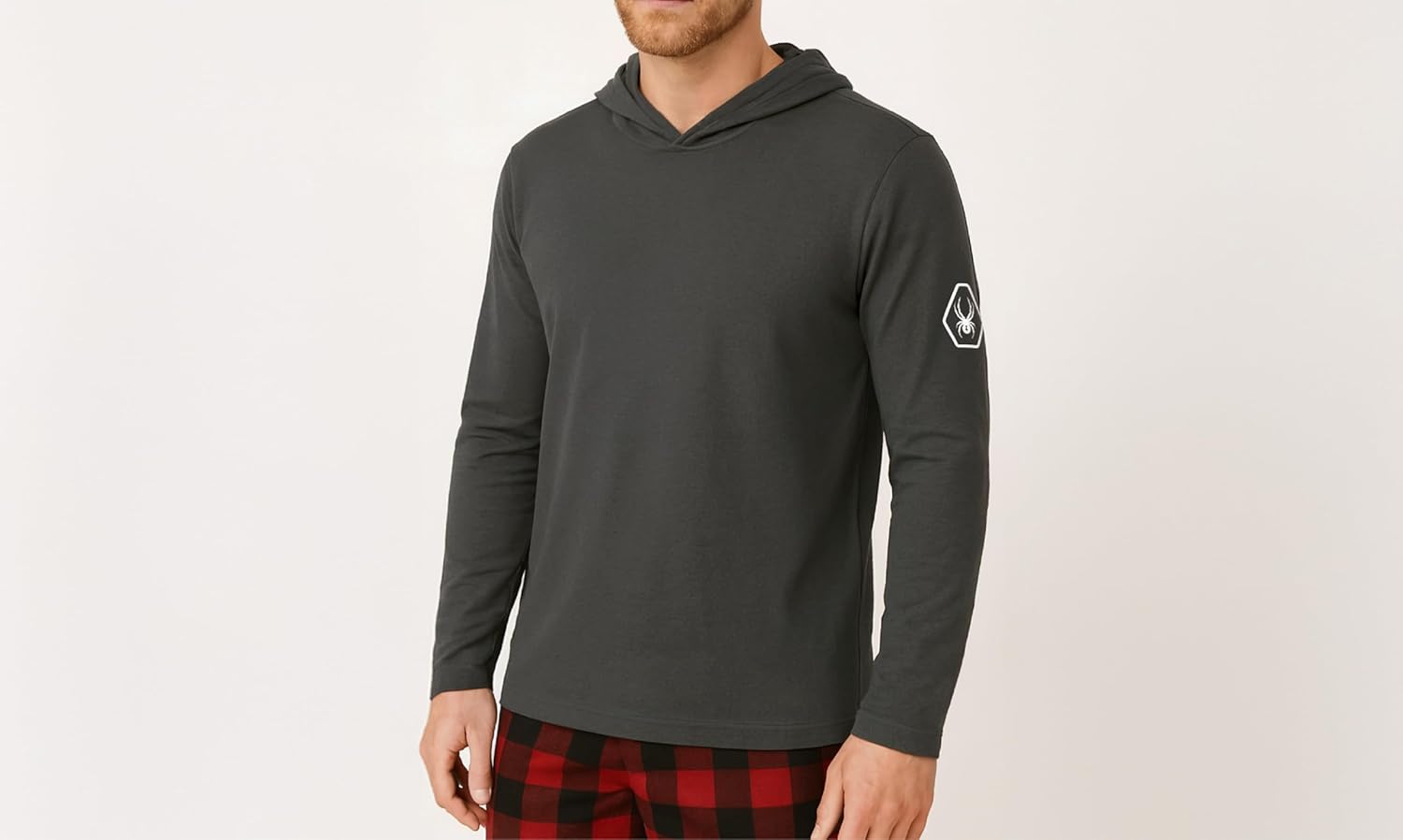 Spyder Mens Crew Neck Long Sleeve Hooded Undershirts/Ultra Soft Stretch Sports T-Shirt Dryfit Athletic Running Workout Shirt