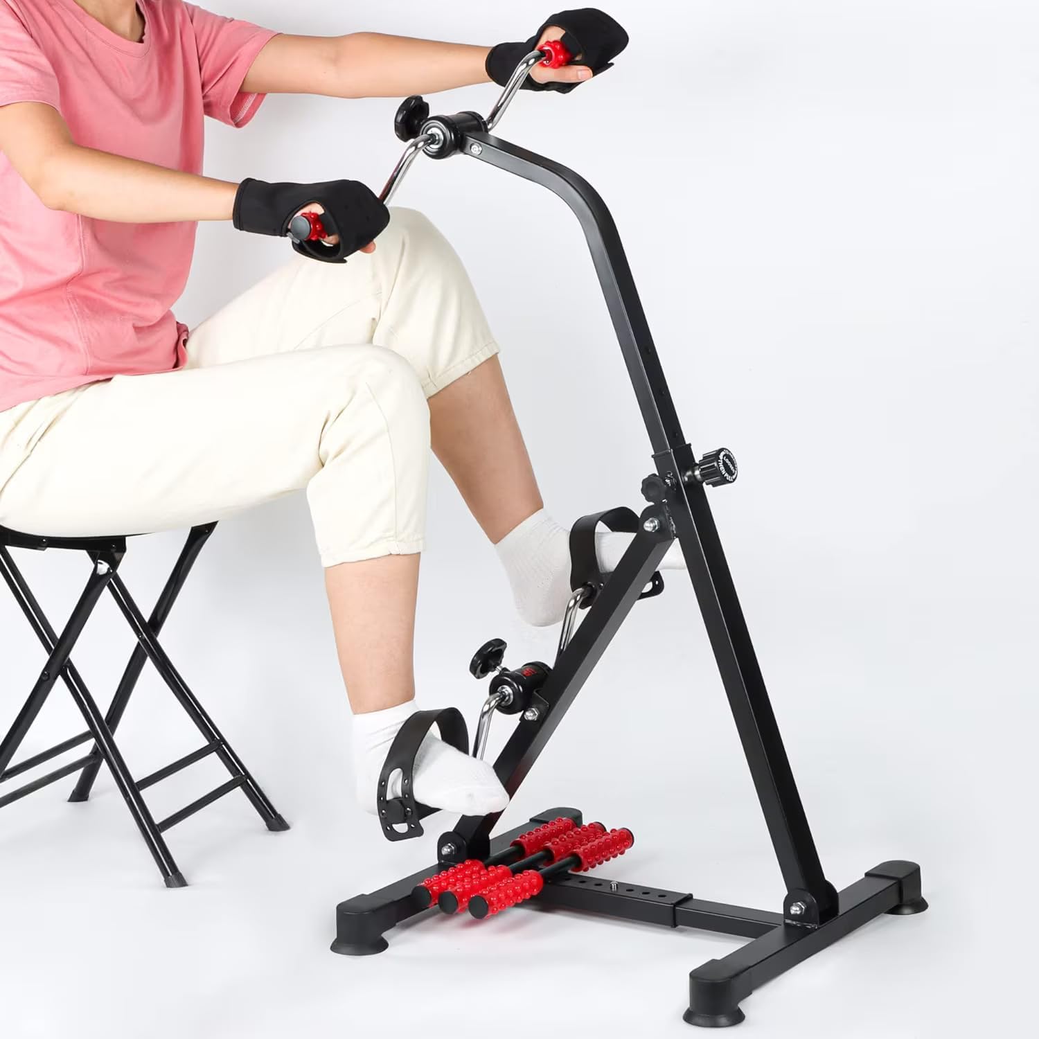 YOGIMOONI Strength Fitness Master Gym Mini Exercise Bike Portable Home Pedal Exerciser Home Gym Fitness Leg Arm Cardio Training for Pregnant Women, Elderly, Disabled, Men, Physio Bike