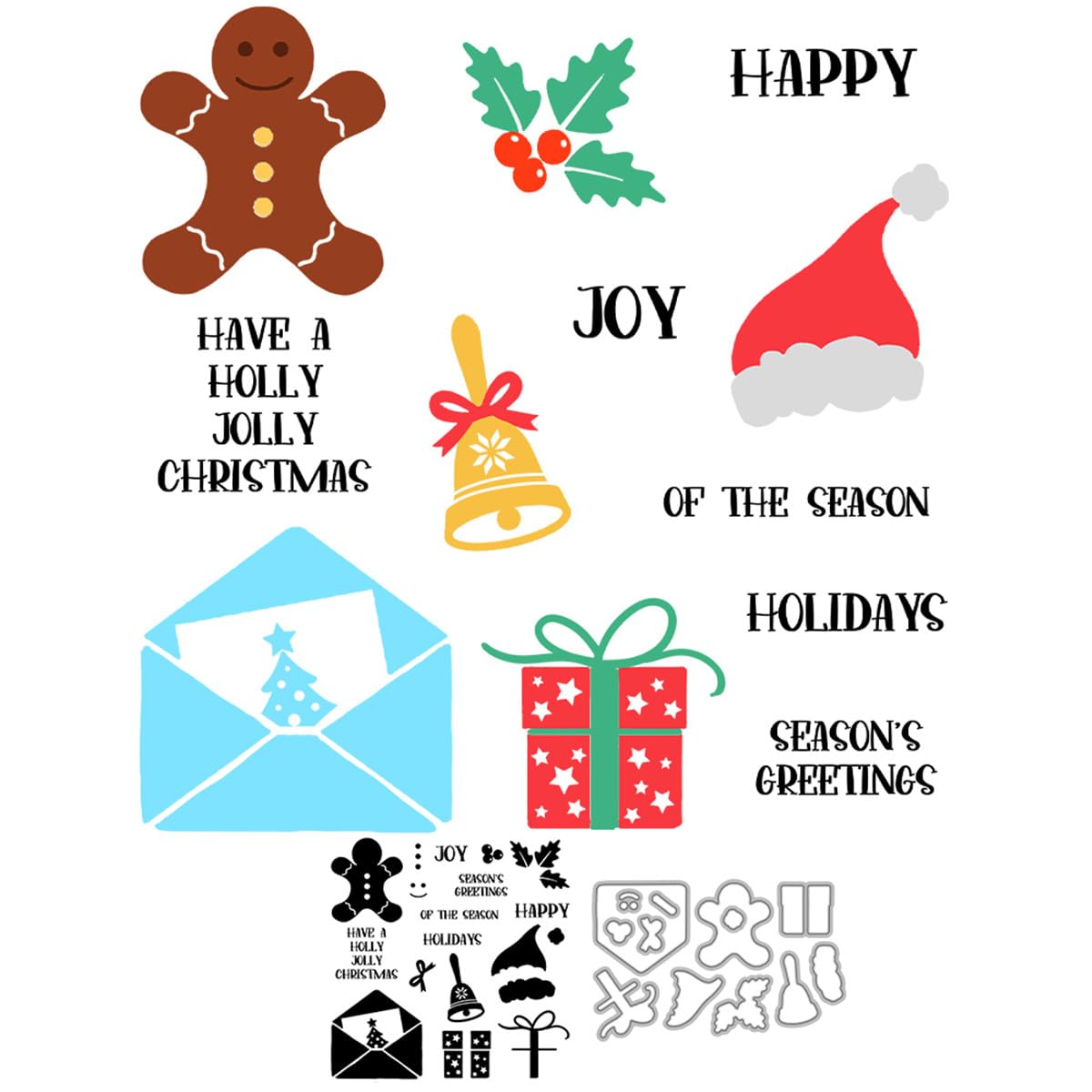 Christmas Santa Hat Clear Stamps and Metal Die Cuts for Card Making — image 1