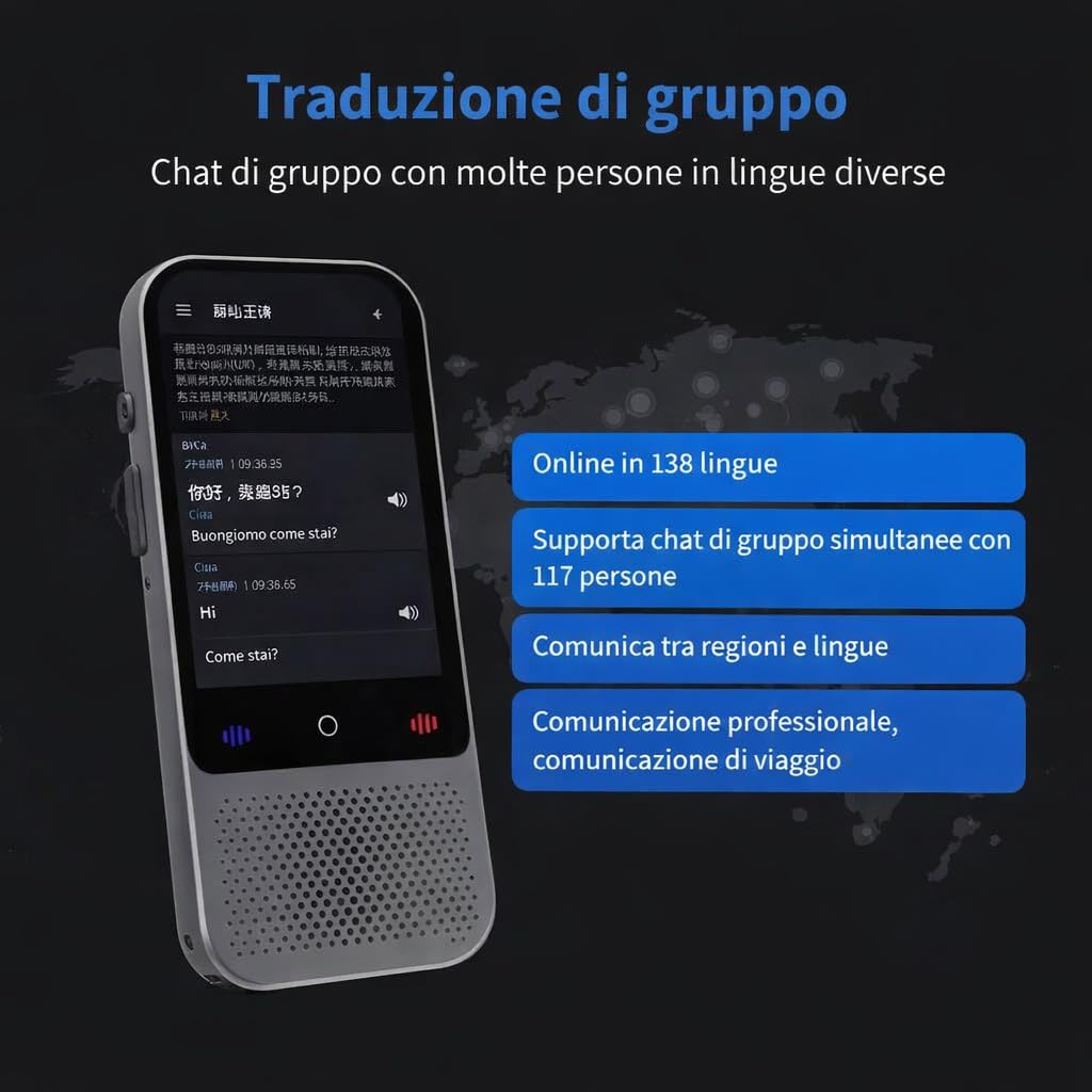 Indiana, Traduttore Simultaneo Vocale Istantaneo 2025, Traduttore Vocale Multilingue Offline Senza WiFi, 142 Lingue Online 18 Offline, Traduttore Portatile Professionale Viaggio con AI