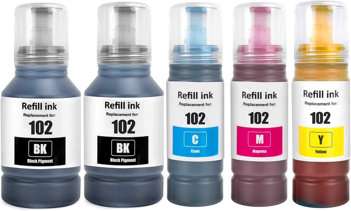 SHUOLE 102 Ink Compatible with epson E102 Refill Ink Bottle Multipack for ecotank ET-2850 ET-3850 ET-2856 ET-4856 ET-4850 ET-2756 ET-4750 ET-2851 ET-15000 ET-2700 ET-2750 ET-2751 ET-3700(Black x 2)
