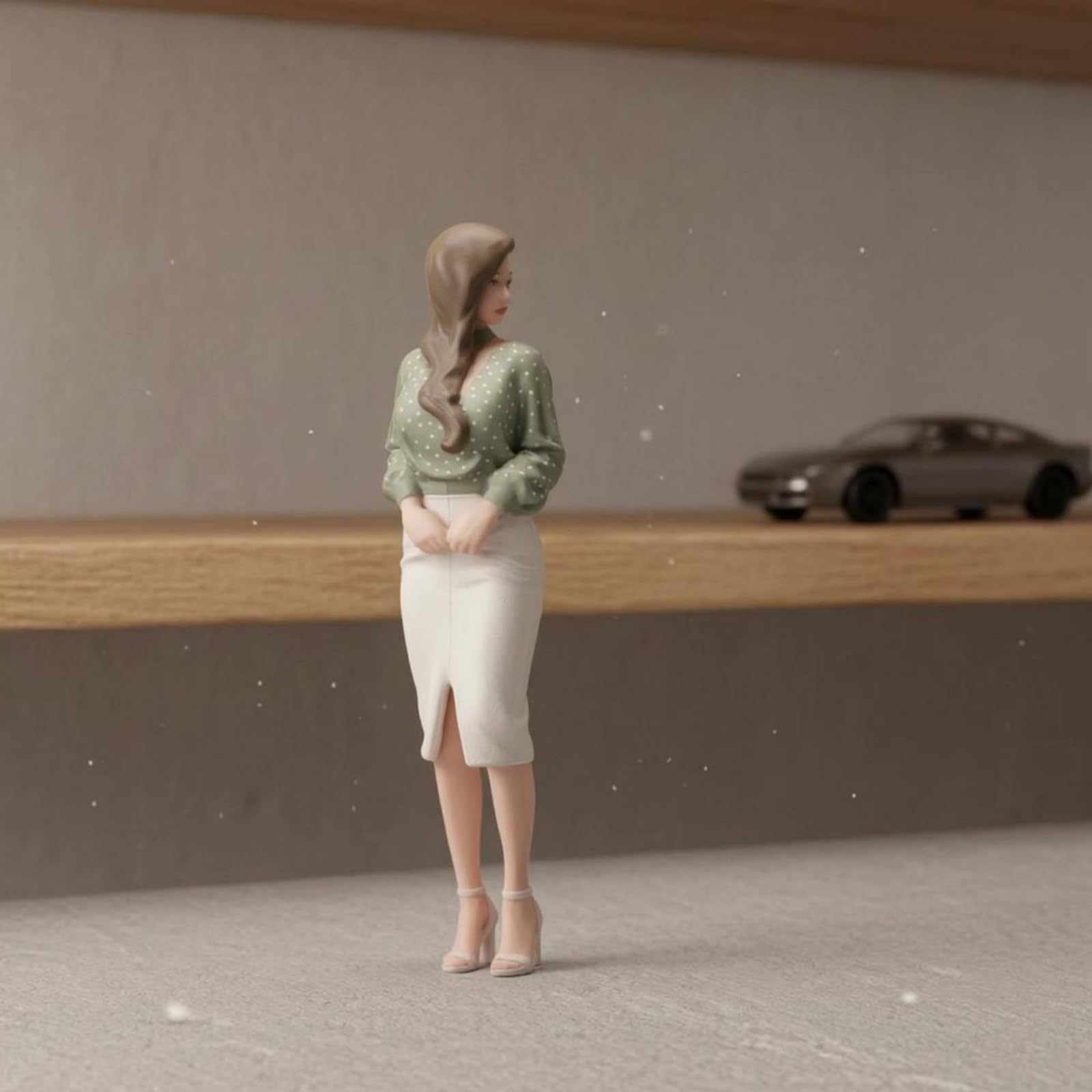 Handbemalte Miniaturfigur handbemalt Sitzende Frauenfigur Detailreich Resinfigur für Miniaturszenen, 1/18, Sitzende Frau Mit Gekreuzten Beinen, Fein Bemalt