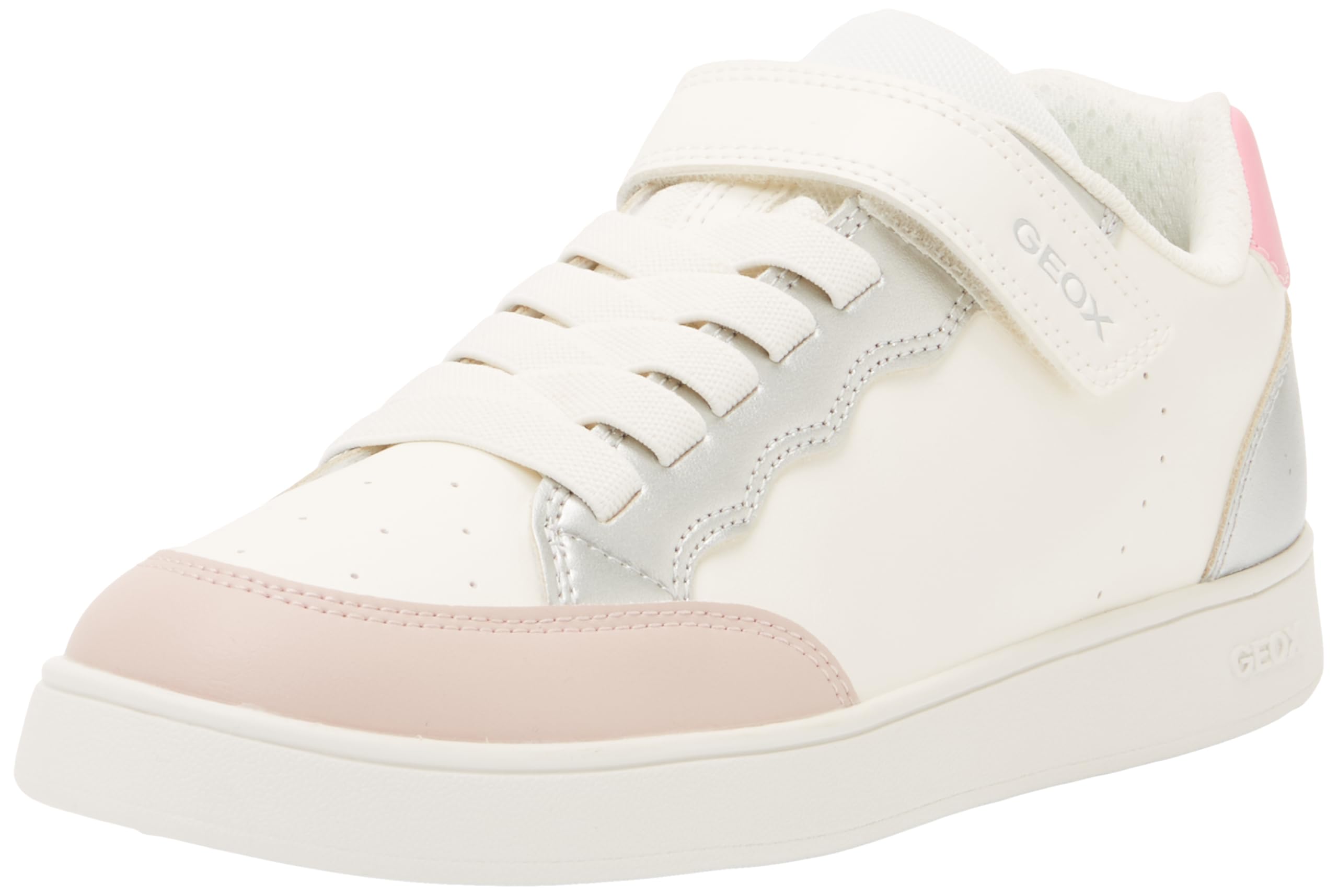 Geox J Eclyper Girl B Trainers, White/Rose, 29 EU
