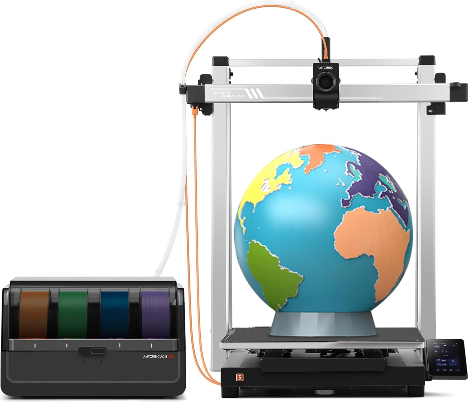 Anycubic Kobra 3 Max Combo Multicolore Stampante 3D, Essiccazione del Filamento Durante la Stampa, Velocità di Stampa di 600 mm/s, Calibrazione Completamente Automatica, Stampa Intelligente