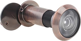 Door Viewer Peep Hole, 200-degree Door Viewer, Peephole with Heavy Duty Rotating Privacy Cover for 1-1/2" to 2-3/8" Doors (Brushed Antique Copper)