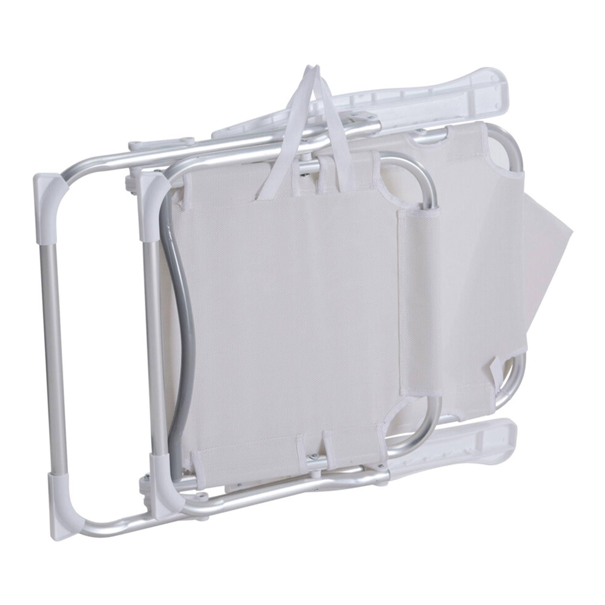 Well Home Silla de Playa Aluminio Tubo Ø22mm con Almohada, textilene 2x1 Tela Blanca, Altura Total 78cm, Asiento 47cm