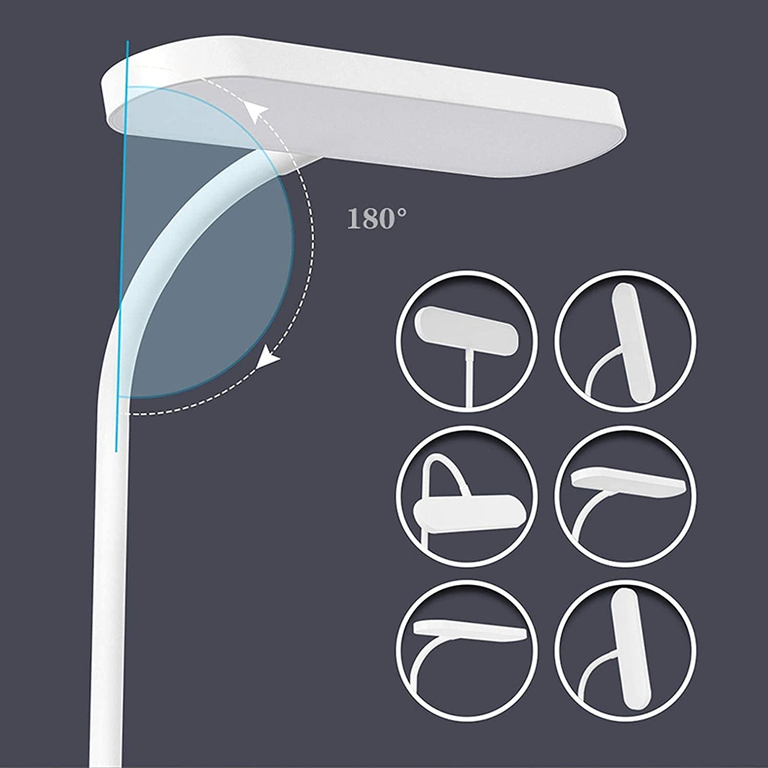 Habrur Klemmleuchte Schreibtischlampe LED-Schreibtischlampe Mit 3 Dimmbarer Helligkeit 180° Flexible Schwanenhals-Schreibtischlampe Mit USB-Ladeanschluss, Stifthalter Leselampe Klemmlampe