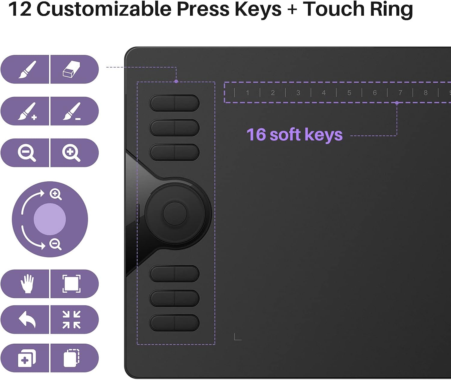 Get Discount Offer Graphics Drawing Tablet, HUION HS610 10x6 Inch Digital Graphics Tablet Large Active Area with 8192 Levels Tilt Battery-Free Stylus and 12 Hot Keys 16 Soft Keys, Compatible with Windows/Mac/Android OS