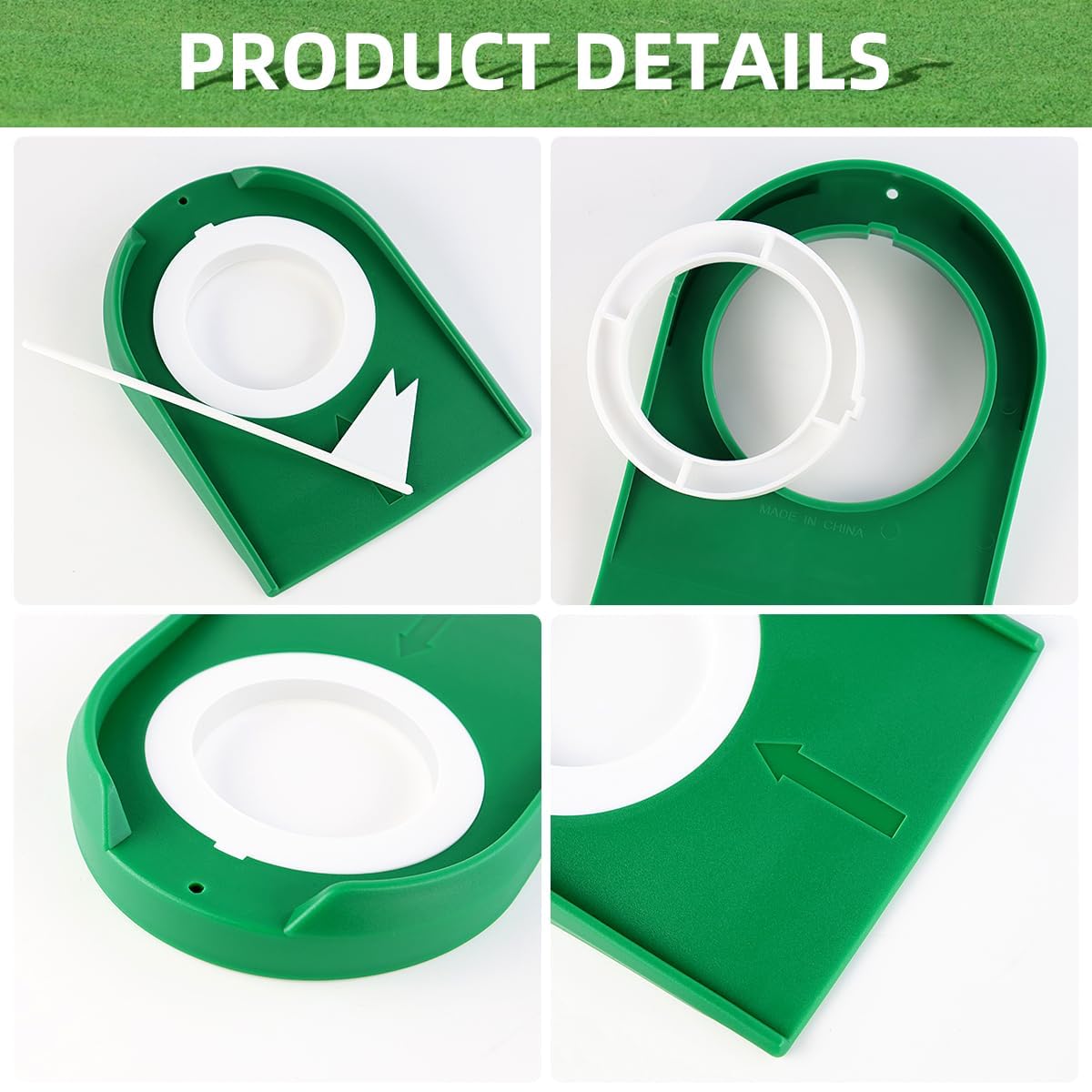 Gobelet de putter de golf en plastique, coussin de putter d'entraînement de golf pour aide à la pratique intérieure et extérieure avec drapeau de golf putter, trou réglable et drapeau