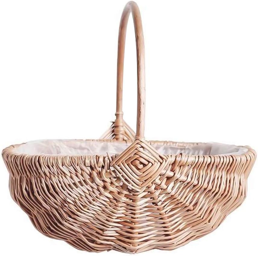 Woven Basket, Flower Basket Woven Ratten Flower Wedding Hand Kitchen Foods Storage Organizer L