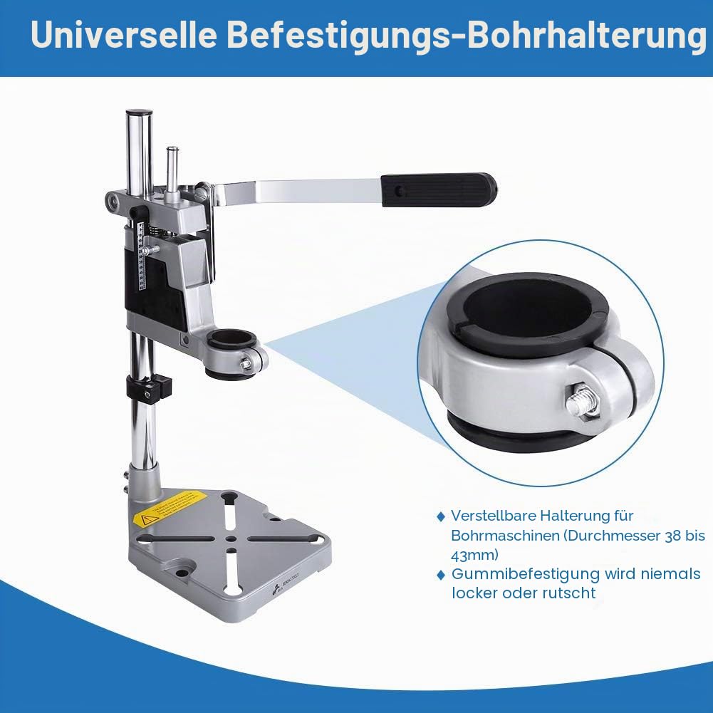 Ständer für Bohrmaschine, Verstellbarer Bohrmaschinenständer Bohrständer Tischbohrmaschine Standbohrmaschine Halterung von 43/38 mm für Handbohrmaschine Schraubstock Halter DIY