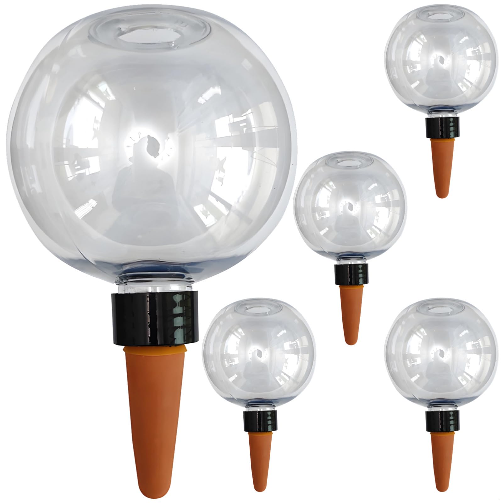 Confezione da 5 globi autoirriganti da 500 ml per giardinaggio interno ed esterno, sistema automatico a rilascio lento con elegante base in ceramica, ideali per gli appassionati di piante