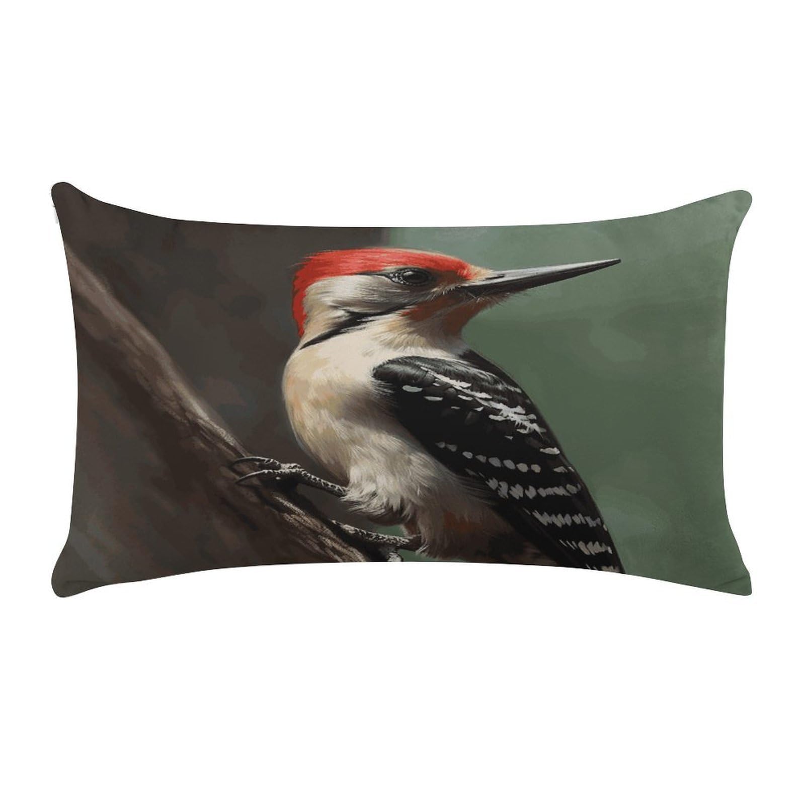 LDGSUPH Woodpecker Throw Pillow Cover with Zipper Long Throw Pillow Case Anti-Fading Pillow Protector Super Soft Decorative Cushion Case Exquisite Plush Pillowcase12 X 20 in