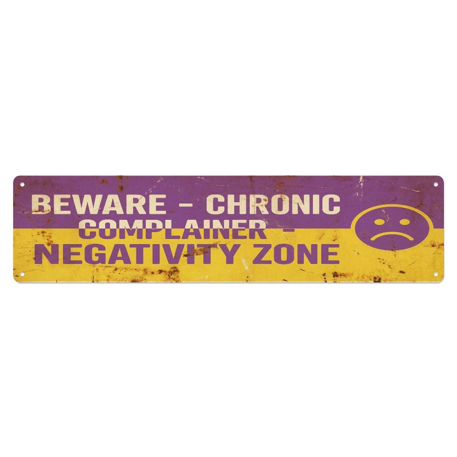 Fqcyn Style Metal Tin Sign Vintage Funny Beware Chronic Complainer Warning