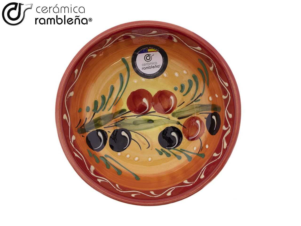 CERAMIKA RAMBLEŃSKA | Ceramiczna miska do sałatek | Oryginalne salaterki | Zestaw 3 Oliwek Dekoracji Salaterki - Model 12 | Dekoracja w 100% ręcznie robiona | 13,5 x 13,5 x 4,5 cm