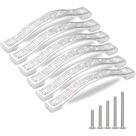 Modern Crystal & Chrome Drawer Knobs - 3.75" & 5" Center Pulls For Dressers & Cabinets