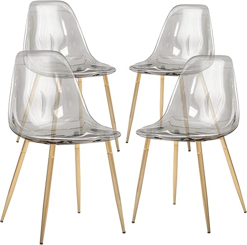 Miniatura 4 de CangLong Dining Mid Century Modern DSW - Silla lateral de plástico sin reposabrazos con patas de metal, diseño de respaldo hueco, color blanco