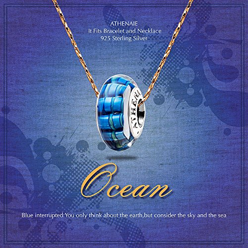 Athenaie Murano Glass 925 Silver Core Glazing Streak Charm Bead Fit Bracelet For Women #TOP1