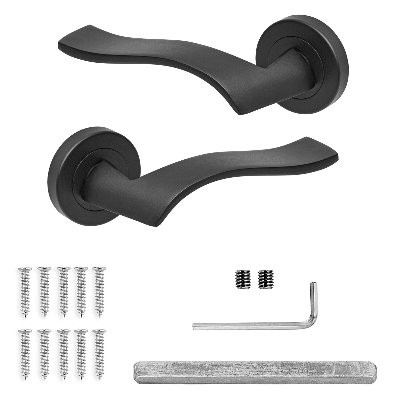 Decoranddecor Black Door Handles Internal – Aluminium Matt Door Handle Sets For Wooden Interior Doors | Internal Door Handles For Bedrooms & Bathroom | Emblaze Range