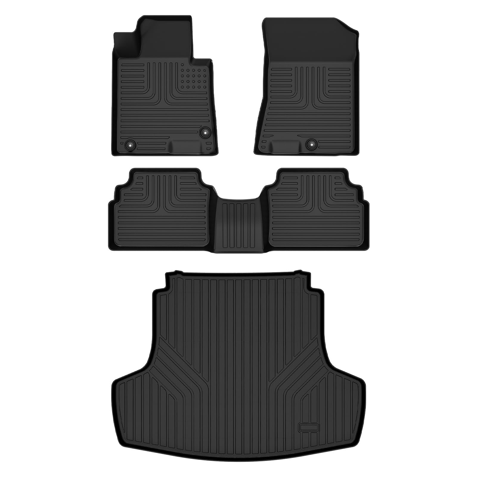Wayhigh-All Weather Floor Mats and Cargo Liner for Hyundai Sonata/Sonata Hybrid 2020-2025 or for Kia K5 2021-2025 (Only FWD Models) TPE Car Mats Waterproof Anti-Slip Floor Liners Accessories