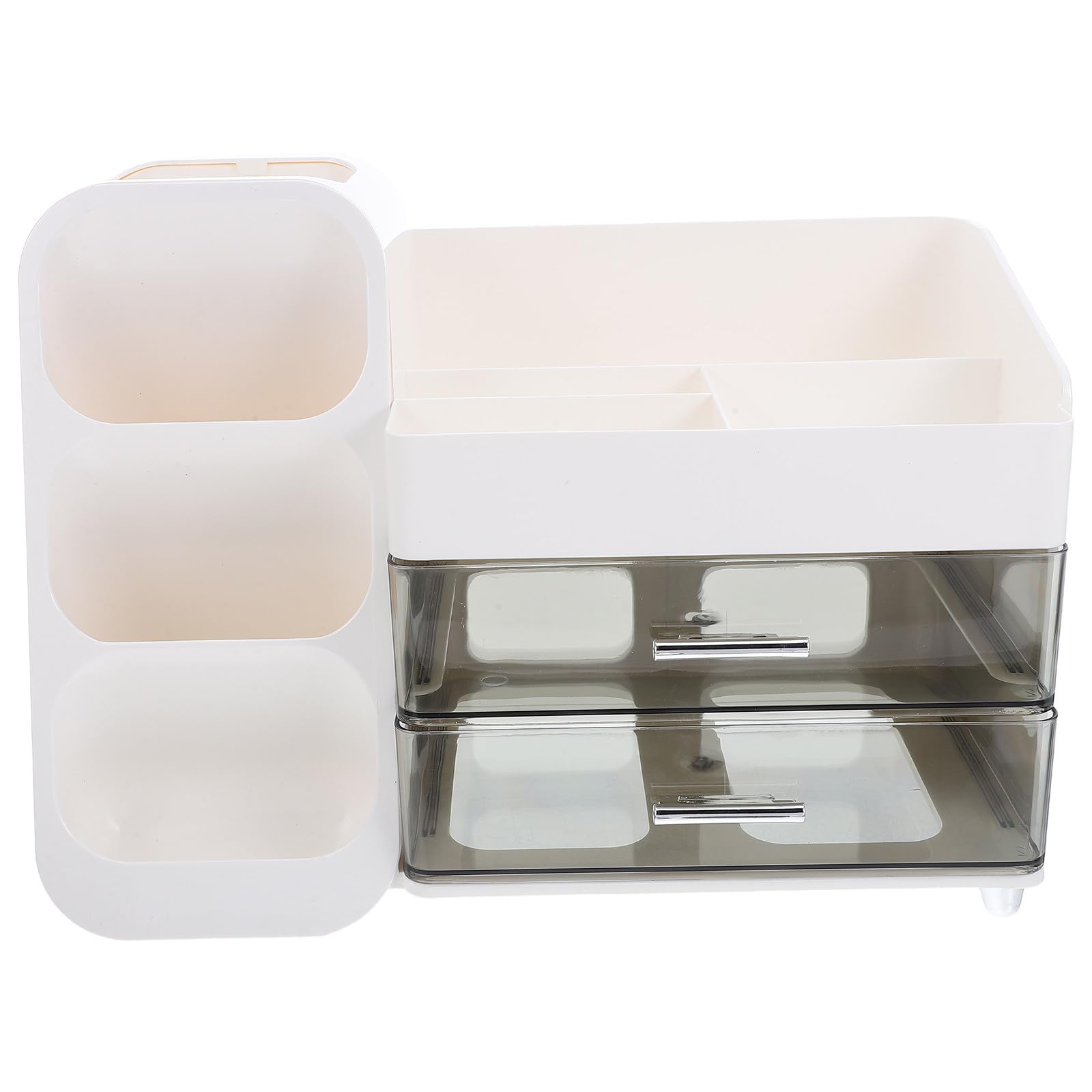 Organizador de Maquillaje de Encimera Compartimentos, Plástico Blanco