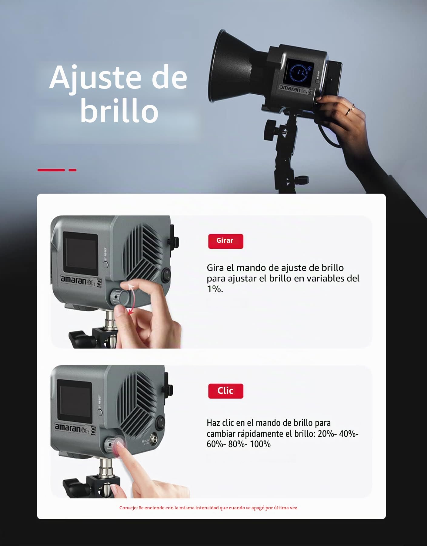 Amaran 60d S - Foco Continua LED para Fotógrafo, Estudio - Monolight Luz Puntual, 65W Luz de Video 5,600K, Soporta Control por App, Bluetooth 5.0 Mesh, Montura Bowens, Batería
