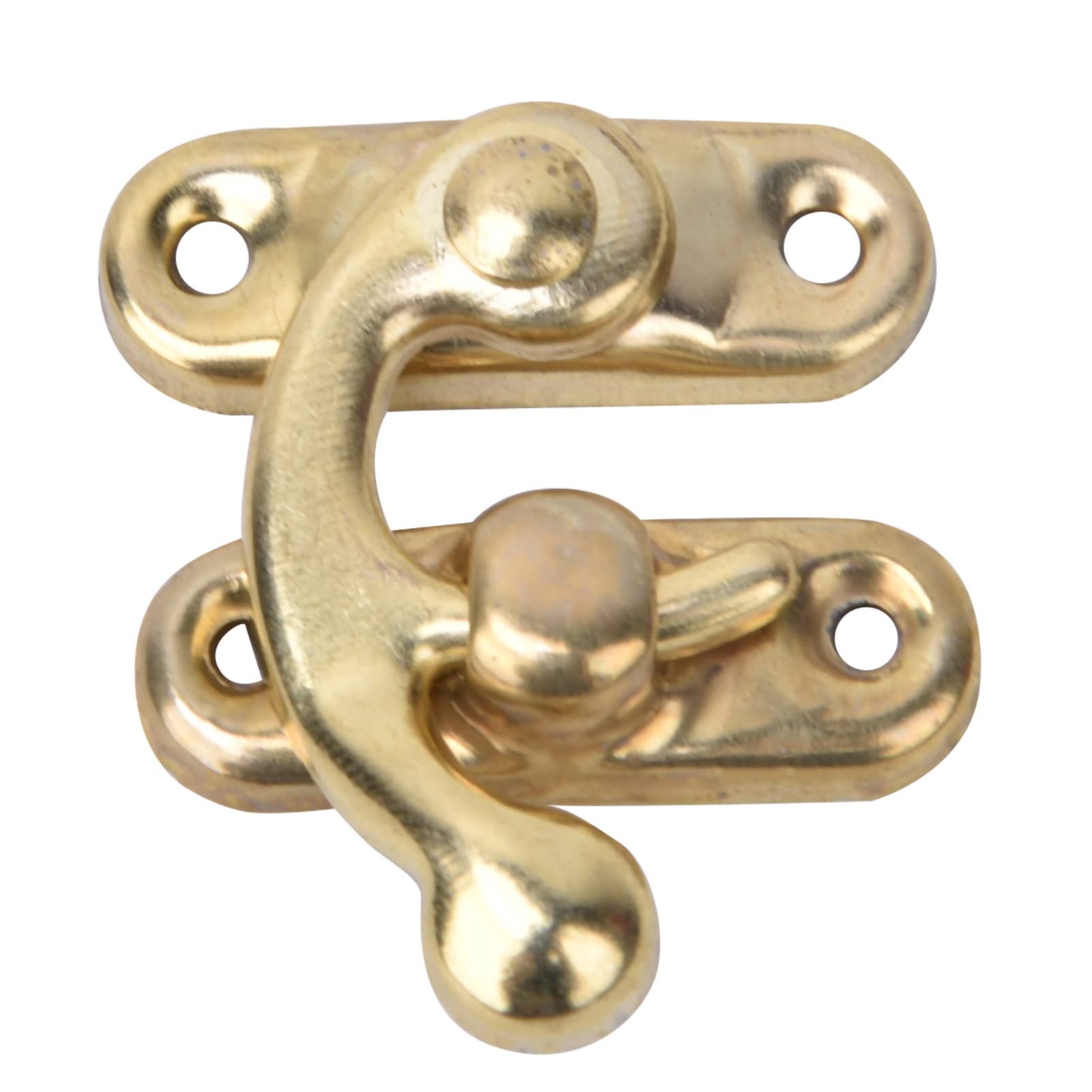 Horn Hook Hasp,30 Pcs Bronze Antique Wooden Jewelry Box Hook Clasp Suitcase Left/Right Hook Hasp with 120 Screws for Jewelry Gift Boxes (Yellow Left Hook)